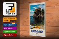 Holzschild Reise 20x30cm Dubrovnik Kroatien Meer Architektur