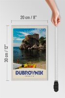 Holzschild Reise 20x30cm Dubrovnik Kroatien Meer Architektur