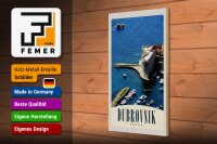 Holzschild Reise 20x30cm Dubrovnik Kroatien Meer Turm