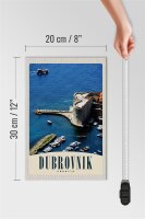 Holzschild Reise 20x30cm Dubrovnik Kroatien Meer Turm