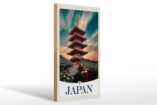 Holzschild Reise 20x30cm Japan Asien traditionelles Gebäude