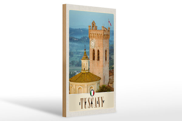 Holzschild Reise 20x30cm Toskana Italien Kirchturm Schild