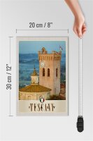 Holzschild Reise 20x30cm Toskana Italien Kirchturm Schild