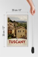 Holzschild Reise 20x30cm Toskana Italien Häuser Überblick Dekoration