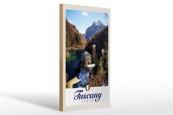 Holzschild Reise 20x30cm Toskana Italien Architektur Gebirge