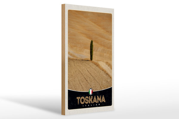 Holzschild Reise 20x30cm Toskana Italien Felder Natur Sand