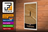 Holzschild Reise 20x30cm Toskana Italien Felder Natur Sand