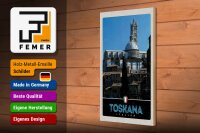 Holzschild Reise 20x30cm Toskana Italien Wüste Natur Sand