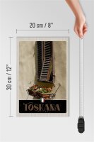 Holzschild Reise 20x30cm Toskana Italien Gebäude Blumen