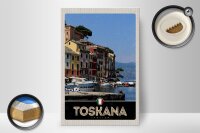 Holzschild Reise 20x30cm Toskana Italien Gebäude Meer