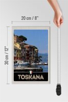 Holzschild Reise 20x30cm Toskana Italien Gebäude Meer