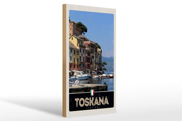 Holzschild Reise 20x30cm Toskana Italien Gebäude Sommer