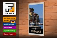 Holzschild Reise 20x30cm Toskana Italien Gebäude Sommer