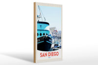Holzschild Reise 20x30cm San Diego USA Amerika Yacht Meer