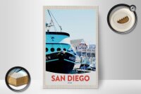 Holzschild Reise 20x30cm San Diego USA Amerika Yacht Meer