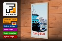 Holzschild Reise 20x30cm San Diego USA Amerika Yacht Meer