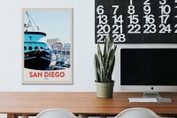 Holzschild Reise 20x30cm San Diego USA Amerika Yacht Meer