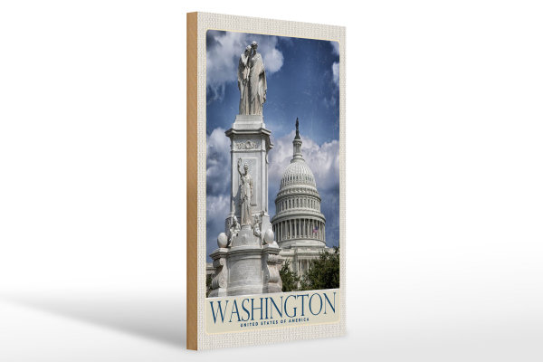 Holzschild Reise 20x30cm Washington Amerika USA weißes Haus