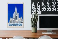 Holzschild Reise 20x30cm San Diego USA Amerika Architektur