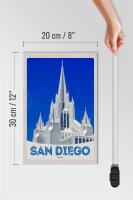 Holzschild Reise 20x30cm San Diego USA Amerika Architektur