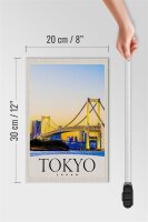 Holzschild Reise 20x30cm Tokyo Asien Japan Brücke HochhausSchild
