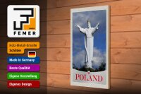 Holzschild Reise 20x30cm Polen Europa weiße Skulptur Urlaub