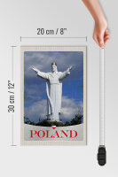 Holzschild Reise 20x30cm Polen Europa weiße Skulptur Urlaub