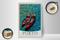 Holzschild Reise 20x30cm Porto Portugal Europa Boote Meer