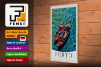 Holzschild Reise 20x30cm Porto Portugal Europa Boote Meer