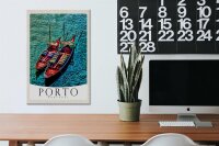 Holzschild Reise 20x30cm Porto Portugal Europa Boote Meer