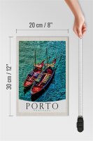 Holzschild Reise 20x30cm Porto Portugal Europa Boote Meer