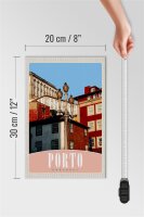 Holzschild Reise 20x30cm Porto Portugal Europa Stadt Haus
