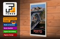Holzschild Reise 20x30cm Porto Portugal Europa Brücke