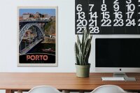 Holzschild Reise 20x30cm Porto Portugal Europa Brücke