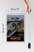Holzschild Reise 20x30cm Porto Portugal Europa Brücke
