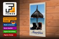 Holzschild Reise 20x30cm Mauritius Indischer Ozean Liege