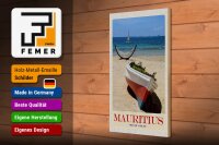 Holzschild Reise 20x30cm Mauritius Indischer Ozean Boot