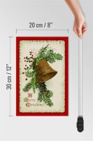 Holzschild Weihnachten Christmas Glocke Winter 20x30cm