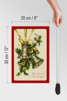 Holzschild Weihnachtszweig Glocke Christmas 20x30cm
