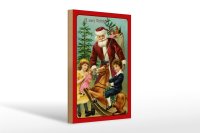 Holzschild Weihnachtsmann Tannenbaum Geschenke 20x30cm