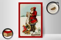 Holzschild Weihnachten Santa Claus Geschenke Schnee 20x30cm