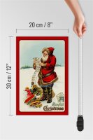 Holzschild Weihnachten Santa Claus Geschenke Schnee 20x30cm