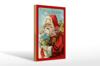 Holzschild Weihnachtsmann Santa Fest 20x30cm