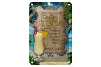 Blechschild Rezept 12x18cm Pina Colada Zutaten Rum Ananas