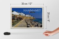 Holzschild Reise Hammamet Tunesien Meer Strand 30x20cm