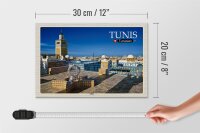 Holzschild Reise Tunis Tunesien Medina Moschee 30x20cm