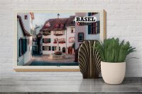 Holzschild Reise Basel Schweiz Altstadt 30x20cm Geschenk