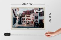 Holzschild Reise Basel Schweiz Altstadt 30x20cm Geschenk
