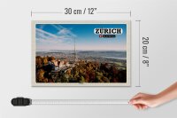 Holzschild Reise Zürich Schweiz Uetliberg Stadt 30x20cm