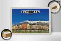 Holzschild Reise Innsbruck Österreich Hötting Berge 30x20cm